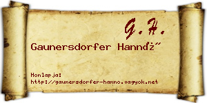 Gaunersdorfer Hannó névjegykártya